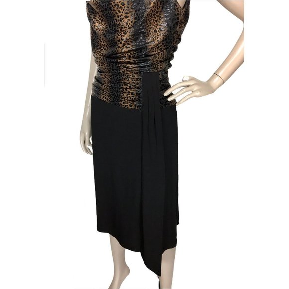 Frank Lyman Sleeveless Cheetah Print Ruched Cowl Neck Cocktail Party Dre… - Picture 6 of 9